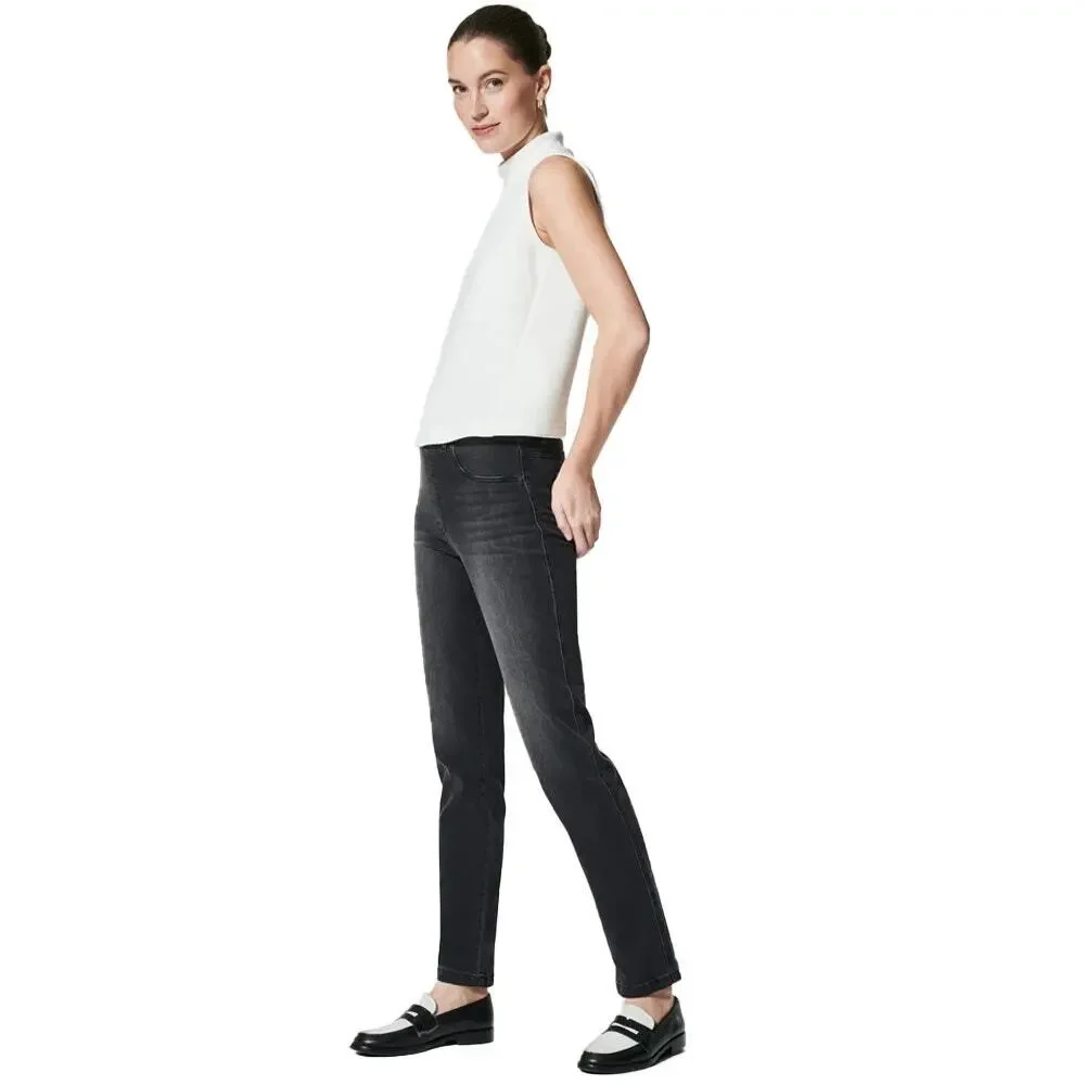 Spanx Women's Ankle Straight Leg Jeans Denim Dark Wash Vntbl Black Size XL NWOT